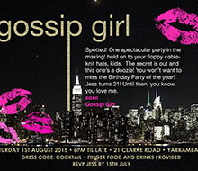 Gossip Girl Inspired Gold Glitter NYC Birthday Party Printable Invitation